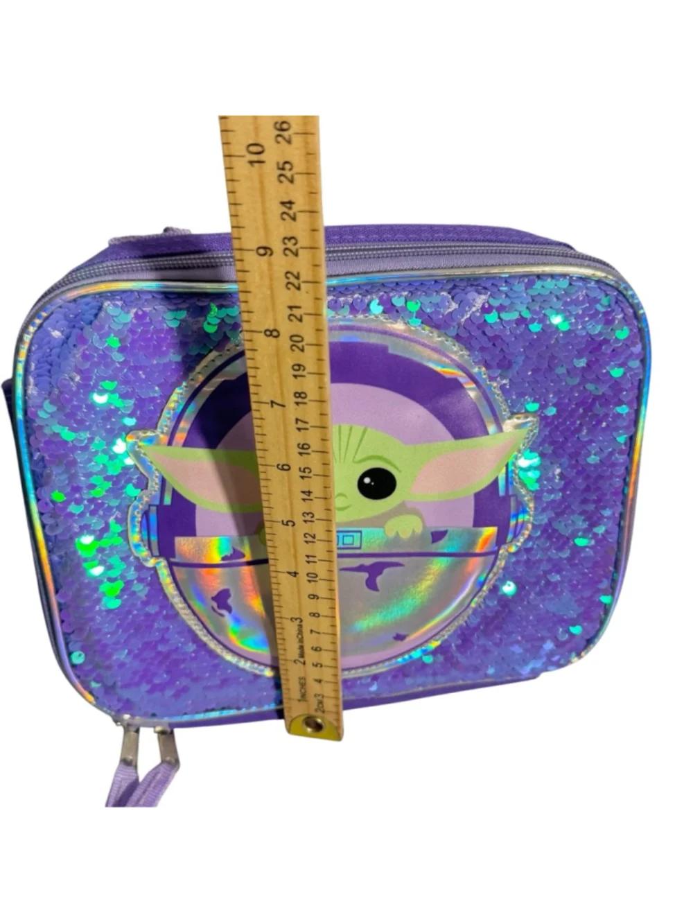 Disney Star Wars Purple Sequin Grogu Baby Yoda Backpack & Lunch Bag Set